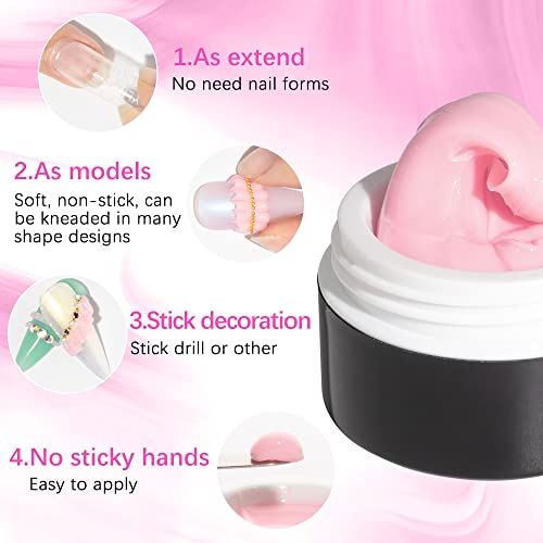Supwee Feste Gel-Nagelverlängerung, multifunktionales rosa Antihaft-Handskulpturen-Aufbaugel zum Schnitzen von Mustern, Dekoration Nagelkunst, Prägung hartes Gel für Nägel Mniküre 14 g (0,49 fl oz) - Image 7