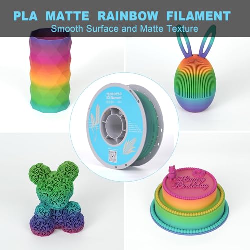 Image of TECSONAR Matte Rainbow PLA 3D Printer Filament, 1KG Spool(2.2lbs) 1.75mm PLA Fast Color Change 3D Printing Material,Gradient Filament for Most FDM 3D Printers, Red Coral
