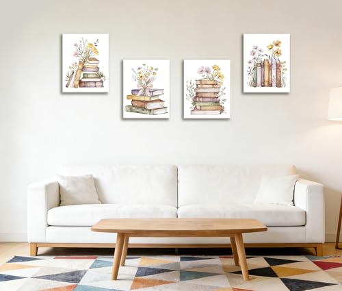 Image of Frimeeme Book Canvas Wall Art, Framed, Set of 4, 8x10 Inch