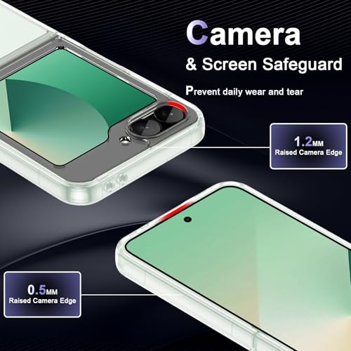 Image of Case for Samsung Galaxy Z Flip 6, Military Grade Drop Protection Clear Phone Case, Yellowing Resistant, Anti-Scratch Hard PC Back, Shockproof Hard Ultra-Thin Protective Cover, Transparent