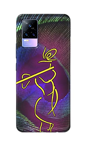 Image of PRINTFIDAA Lord Krishna On Peacock Feather Hard Back Cover for Vivo Y73 / Vivo V21e 4G Back Cover -(P6) KAT1007
