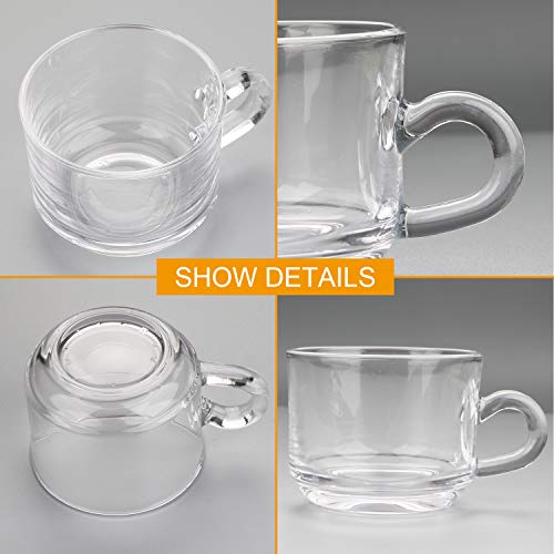 Clear Coffee Mug With Handle 6 oz,QAPPDA Glass Mugs With Handle,Warm Beverage Mugs,Glass Cups Tea Cups Latte Cups Cappuccino Mugs Set of 12 KTZB58 - Thumbnail 6