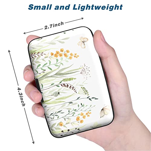 Image of Credit Card Holder, Mini Aluminum Card Wallet RFID Blocking Slim Metal Hard Card Case for Women Men, Butterfly Flowers