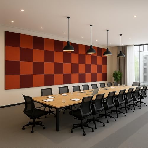 Image of MMT Acoustix Premium Felt Acoustic Panels for Offices, Bedrooms & Studios | Sustainable PET Felt Panels for Echo Reduction & Sound Absorption | 1x1 Ft, 9mm Thick | Sienna Exceptional - Pack of 16