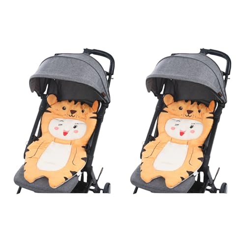 POMN Twins Stroller Cushion, Cartoon Tiger Breathable Stroller Seat Liners, Soft Twins Baby Seat Pad Liner for Stroller, Newborn, Infant or Toddler - Baby Carriage Cushion (Tiger)