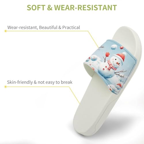 Blue Snowman Funny House Sandals Non Slip Shower Slippers Quick Drying Bathroom Shoes for Women Men3