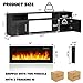 LEMBERI Floating Fireplace TV Stand 70'' Wall Mounted Shelf, LED Light Entertainment Center and Storage, Modern Wood Media TV Console with Highlight Cabinet for Living Room (Black)