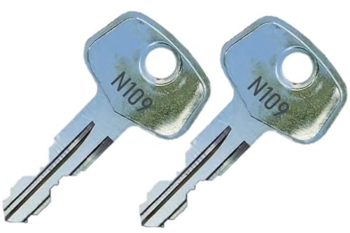 2 Thule N109 Replacement Keys - Roof Racks, Rails, Cargo Box, Carriers, Crossbars, Haulers, Bags (Codes N001-N250 or N001R-N250R) Better Than OEM!