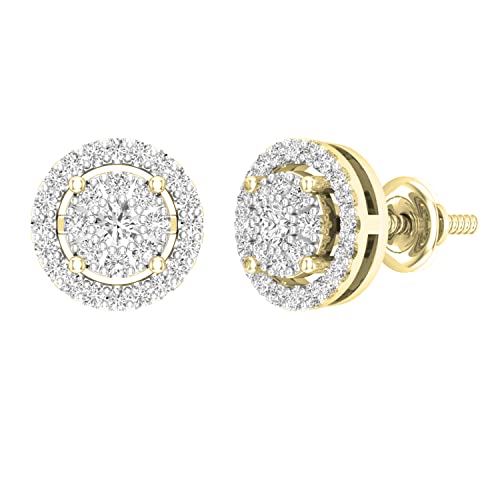 Dazzlingrock Collection 0.45 Cttw Round Lab Grown Diamond Womens Cluster Stud Earrings, Available in 10K/14K/18K Solid Gold & 925 Sterling Silver