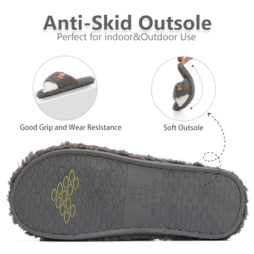 Image of GOEWY Fuzzy Open Toe Slippers for Women Cozy Memory Foam House Shoes Indoor | Cute Cross Band,Soft Faux Fur,Anti-slip Sole Outdoor,Machine-washable,Lightweight,Slip on Gifts for Women,Mom and Bridesmaid