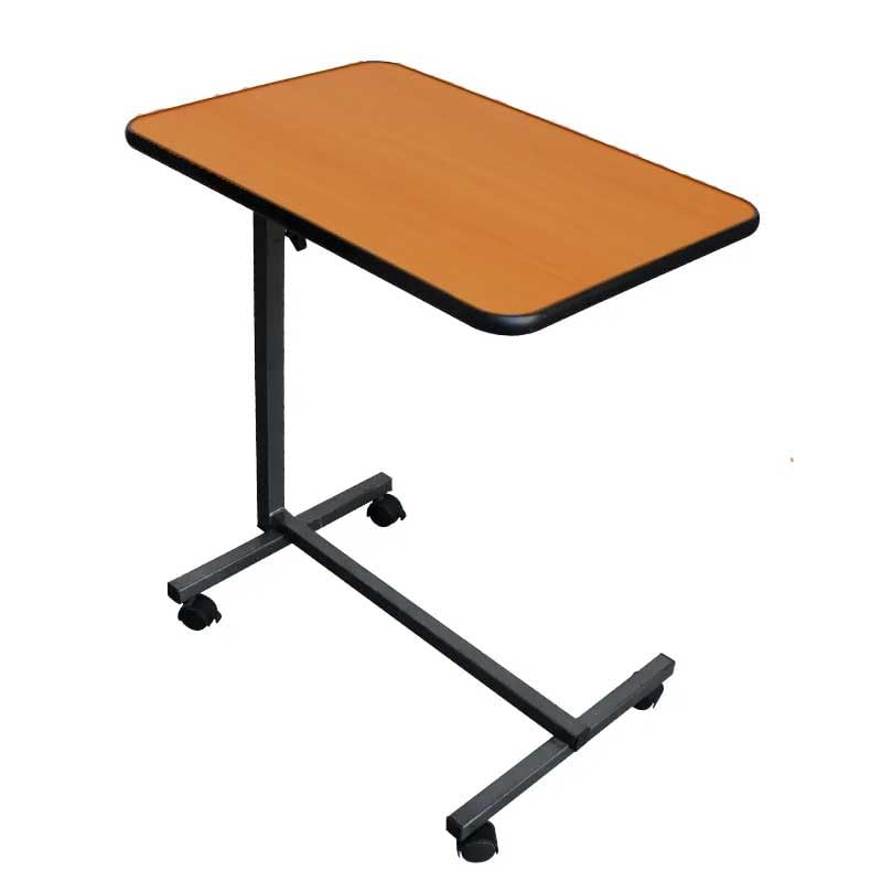 Adjustable Overbed Bedside Table with Wheels for Hospital and Home Use (Brown)