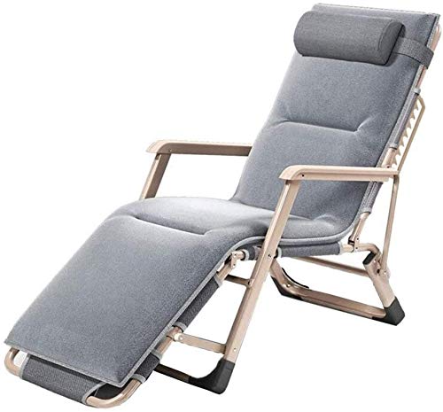 Chaise longue légère avec tabouret pliant en acier gris