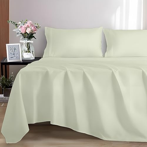 Image of EverSoft Bedding 100% Egyptian cotton Flat Sheet, 400 Thread Count Ultra-Soft Long Staple Top Bed Sheet, Luxury Hotel Quality (Cream, King)