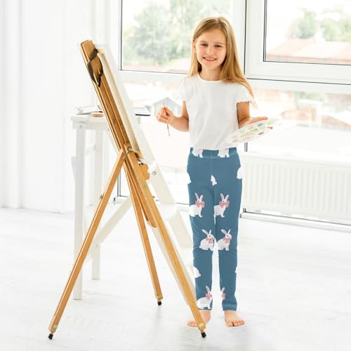 ALAZA Girls' Leggings Children's Yoga Pants Skinny Printed Dance Rabbit Bow Comfortable 4T4