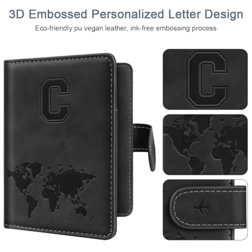 Black Personalized Letter Passport Cover