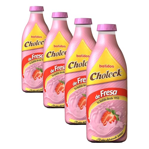 Choleck - Batido Choleck de Fresa, Bebida Láctea Nutritiva, Sabor a Fresa, Enriquecido con Calcio y Vitamina D, Ideal para Toda la Familia, 1 L (Paquete de 4)