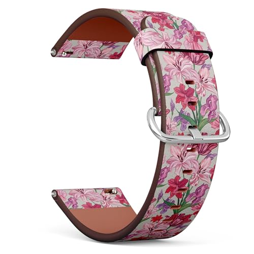 Bracelet de montre en cuir floral 20mm compatible Garmin Forerunner 165 et 45S