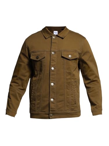 Image of JACK & JONES Men's Spread Collar Cotton Standard Length Washed Denim Jacket