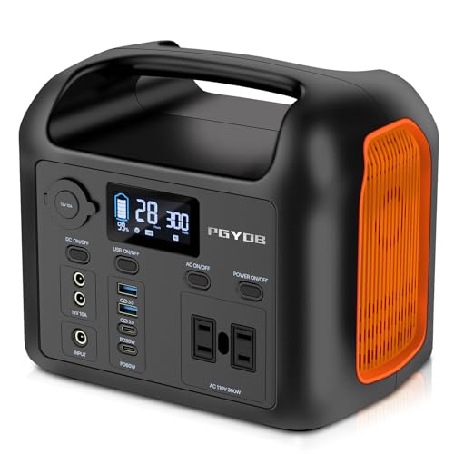 PGYOB Portable Power Station, 299Wh LiFePO4 Backup Battery 300W Pure