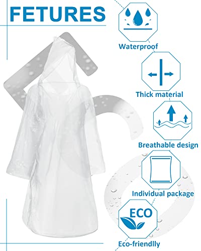 60 Pack Disposable Rain Ponchos for Adults Emergency Waterproof Raincoat with Hood Disposable Ponchos Rain Gear for Outdoors3