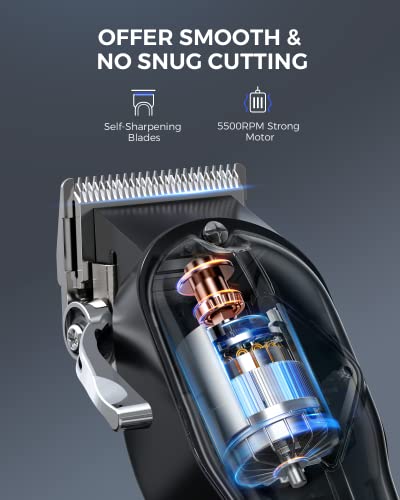 GLAKER Haarschneidemaschine für Herren + Haarschneider Kit, Akku-Friseur Professionelles Haarschneidemaschine Haarschneide-Set Bartschneider für Männer Frauen Kinder, Fading Clippers mit 18PCS Guards - Image 5