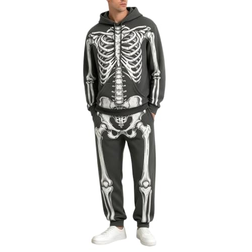 Chándal de esqueleto para hombre sudadera con estampado gráfico gótico