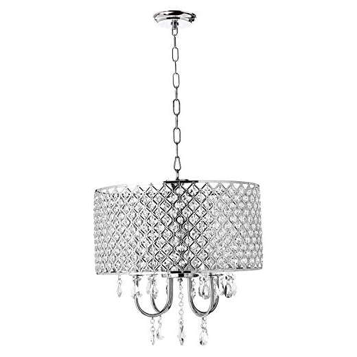 Whse of Tiffany RL5633 Deluxe Crystal Chandelier, 9" x 17" x 17", Silver