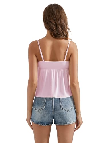 OMKAGI Cute Peplum Camisole Tops for Women Built in Bra Sleeveless Going Out Tank Top2