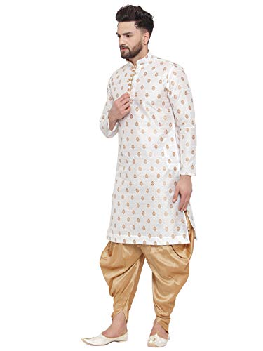 Image of Larwa Men's Cotton Silk Kurta And Salwar Dhoti Set