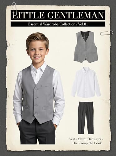 Image of Boys Formal Suit Vest Kids 3 Button Adjustable Back Strap Toddler Vests