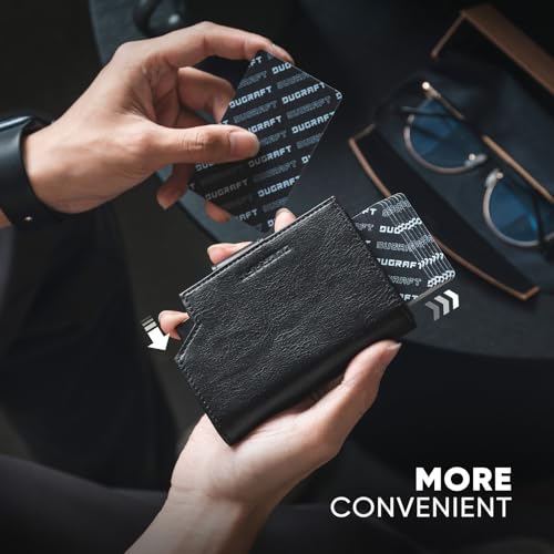 DUGRAFT Slim Wallet for Men - RFID Blocking Minimalist Card Holder Wallet with Front Pocket, bifold Magnetic Closure Metal Pop Up Money Clip Wallet Cards Case With ID Window, Gift Box Packaging3