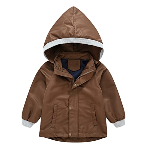 KAGAYD Toddler Girl Boy Spring Fall Windbreaker with Hoods Kids Solid Zipper Hooded Outwear Windproof Lightweight