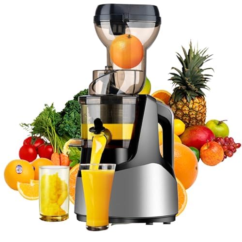 Spremiagrumi a freddo, spremiagrumi a masticazione lenta con grande scivolo di alimentazione, 200 W facile da pulire spremiagrumi per frutta e verdura