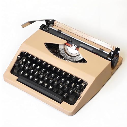 Classic Manual Typewriter Machine Easy Setup for Authors & Writers Old Fashioned Typewriter, Vintage Black Metal for Nostalgic Writing Experience, Home & Office Decor(Khaki)