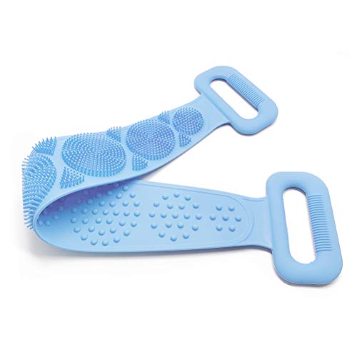 Parkomm Silicone Bath Brush, dubbelzijdige douchepeelinggordel met gezichtsreinigingsborstel
