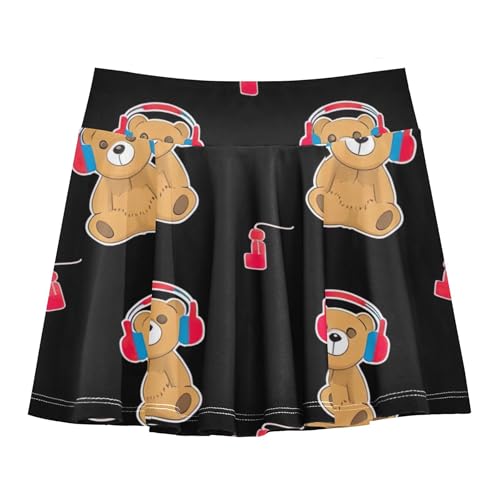 Cute Teddy Bear Black Kids Tennis Skirts Gymnastics Girls' Shorts Athletic Skorts Butterfly 4t