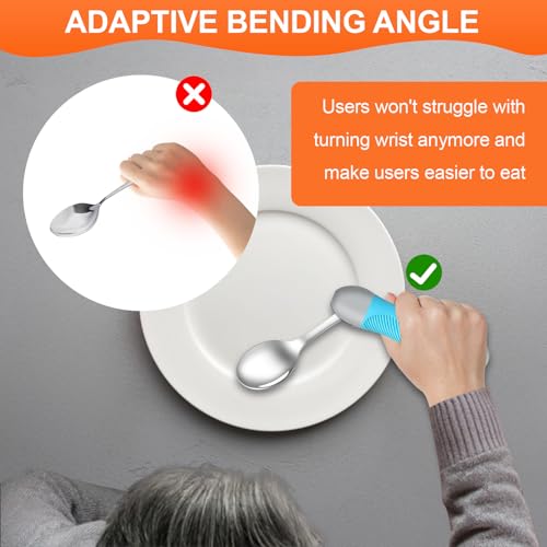 Weighted & Swivel Adaptive Utensils for Hand Tremors,Parkinson‘s - Comfort Grip Silverware Set, Eating Aids for Arthritis, Elderly & Weak Hands (Spoon & Fork) - Image 4