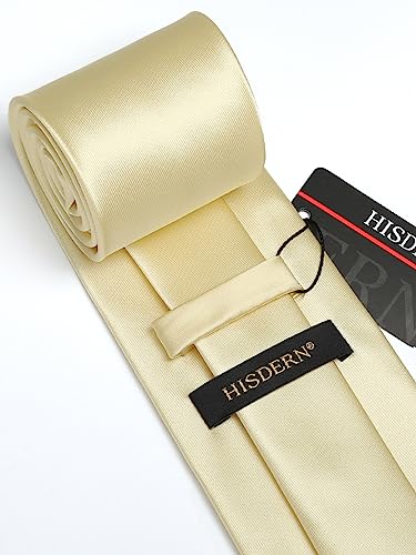 Image of HISDERN Mens Solid Color Ties Formal Satin Necktie and Pocket Square Set Classic Wedding Business Tie & Handkerchief