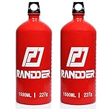 RANDDER 2 Pack 1500ML Liquid Fuel Bottle for Motorcycle, Camping and Emergencies (1.5 liter)