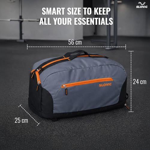 Image of Slovic Gym Bag for Men [33 LTR] | Shoulder Travel Bag for Man with Adjustable Straps | Bags for Traveling & Sports | Unisex Duffel Bags for Gym with Seperate Shoe Compartment & 1 Mesh Pocket