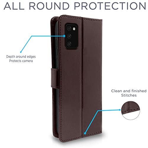 Image of Pikkme Samsung Galaxy A03s Flip Case Leather Finish | Inside TPU with Card Pockets | Wallet Stand and Shock Proof | Magnetic Closing | Complete Protection Flip Cover for Samsung Galaxy A03s (Coffee)