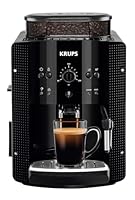 KRUPS Arabica Picto Kaffeevollautomat, kompaktes Design, einfache Bedienung, intuitiv einstellbarer Drehregler, Milchschaumdüse, 2-Tassen-Funktion, Kaffeemaschine, Schwarz, EA810870