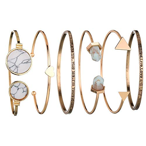 Shining Diva Fashion Set of 6 Multilayer Cuff Bangle Gold Plated Bracelet for Women and Girls (Golden) (rrsd10705b)