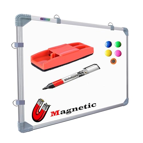 Image of Eduway (Magnetic) 3x2 Feet White Board with (Marker, Duster and Magnets) | Ideal Use for Home, Office, Kids with Sliding Hanging Clips, Robust Aluminum Frame and Smooth Melamine Surface (89x59 Cms),