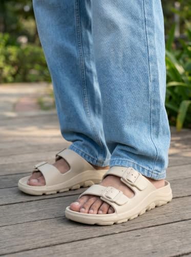 Image of Carlton London Men's Casual Thong Flip Flops with Striped Straps and Metallic Accent