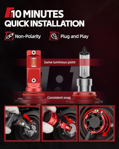 Image of Torchbeam T2 2025 9005 H11 Fog Bulbs Combo, 6000K Cool White 9005 H11 Fog Light 50000HRS Lifespan Plug and Play for ATVS, Pack of 4