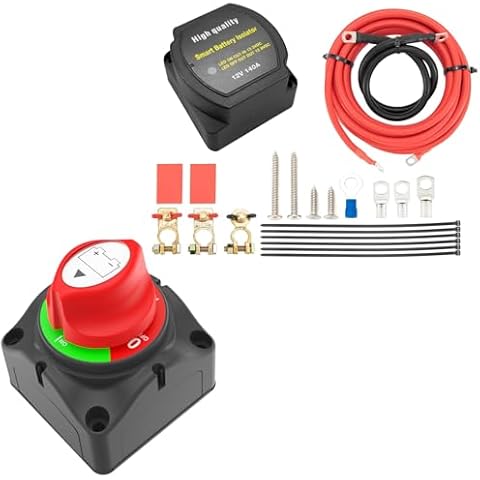 Bundle of UCkasayfy 12V 140Amp Dual Battery Isolator Kit & 12V Heavy Duty Battery Disconnect Switch for RV, Marine Vehicles Cover