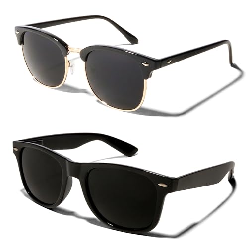 ShadyVEU Super Dark Black Sunglasses UV Protection Lens Spring Hinge 80s Vintage Retro Inspired Shades