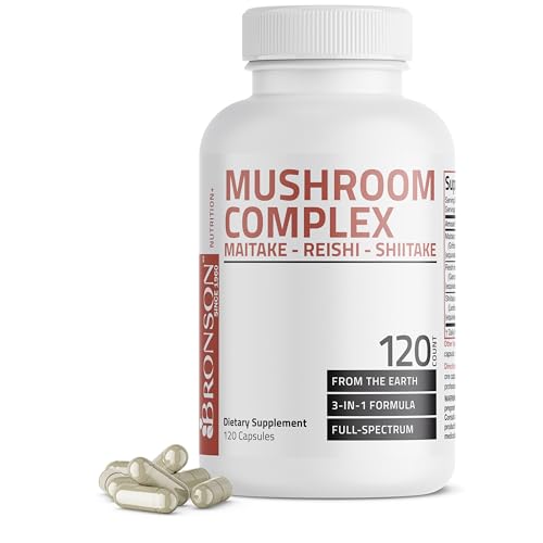 Triple Mushroom Complex - Maitake - Reishi - Shiitake - Powerful Antioxidant and Immune System Booster - Full Spectrum Mushroom Complex - 600 mg Capsules - 120 Count