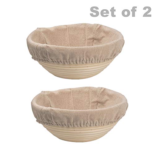 DOYOLLA Round Banneton Brotform Bread Dough Proofing Rising Rattan Basket & Liner